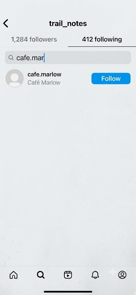 The same list with a name typed into the search box, showing one matching account